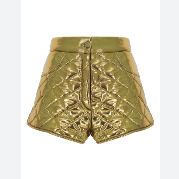 NWT La Commune Magique Gold Quilted Mini Shorts - Picture 1 of 10